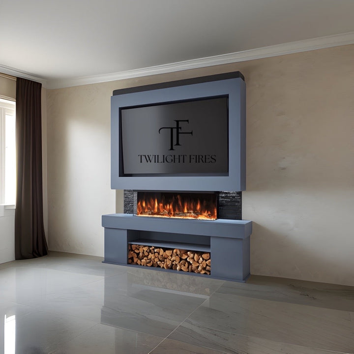 Emilia 72" Pre-Built Media Wall Fireplace - Electric Fire Package-Twilight Fires