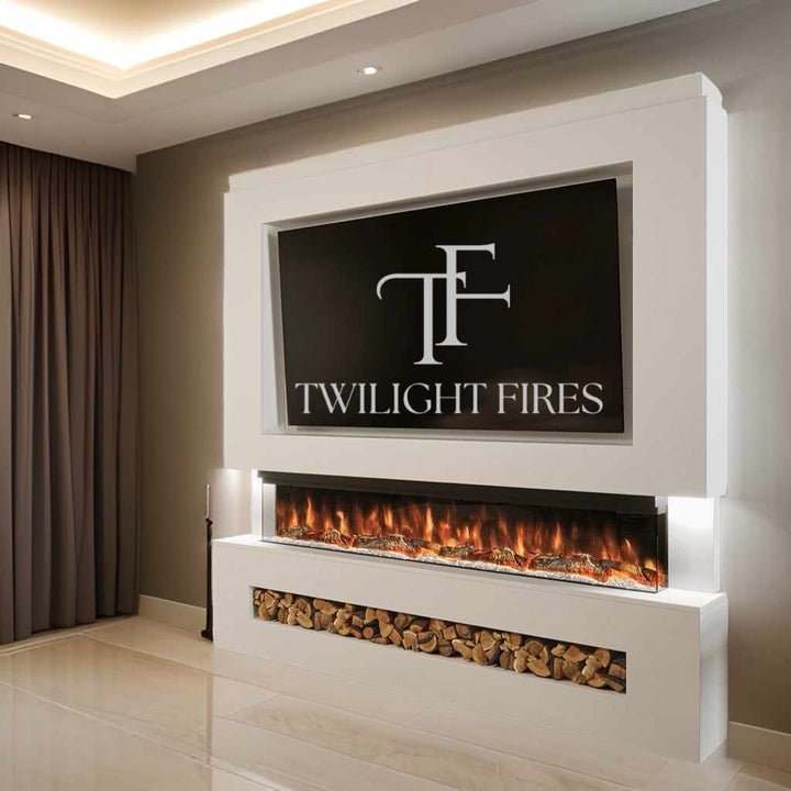 Rome 86 Inch Media Wall Fireplace Package-Twilight Fires