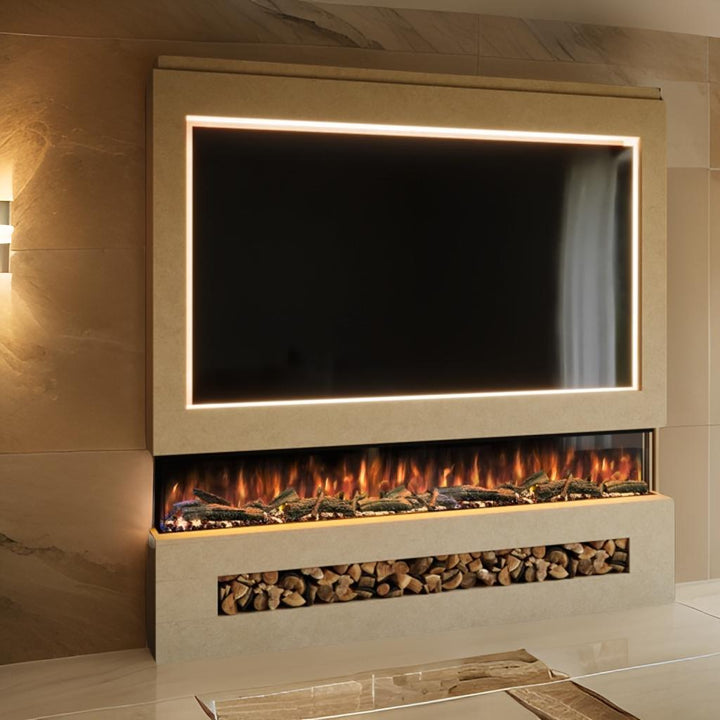 Torino 86 Inch Media Wall Fireplace Package-Twilight Fires